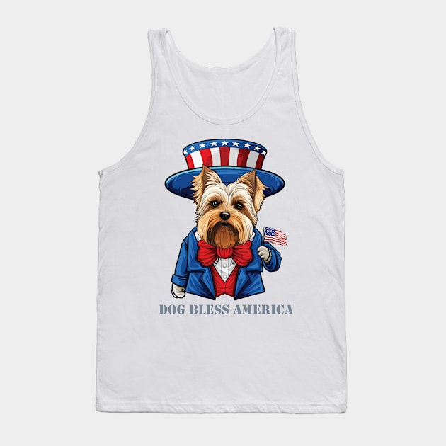 Funny 4th of July Biewer Terrier Dog Bless America Tank Top by whyitsme